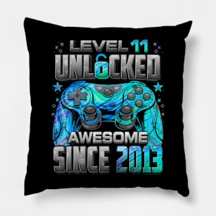 Level Unlocked Awesome Since 2013 11th Birthday Gaming Pillow