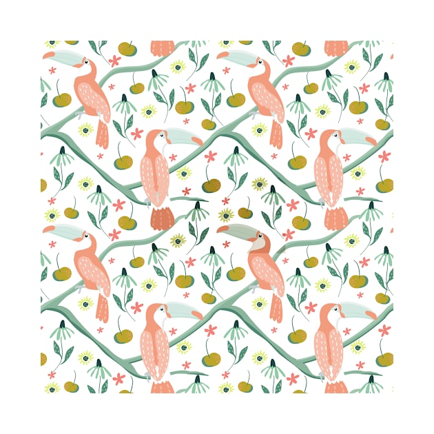 Bird Flower Animal Pattern by 24Printz