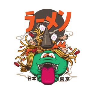 Food Ramen Monster Japanese Traditional Art Style T-Shirt