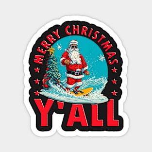 Funny Christmas In July Santa Surfing Magnet