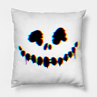 Creepy Glitch Skull Pillow