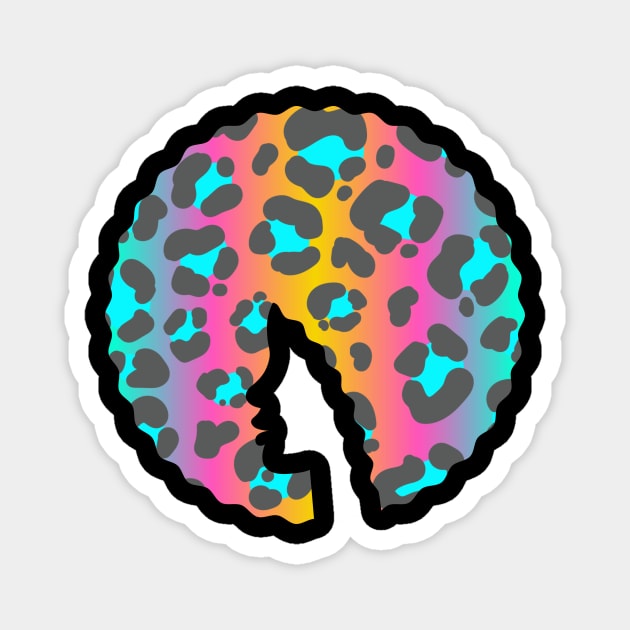 Afro Hair Woman with Animal African Pattern, Black History Magnet by logiamerch