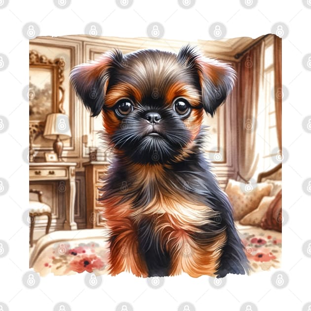 Watercolor Brussels Griffon Puppies - Cute Puppy by Aquarelle Impressions