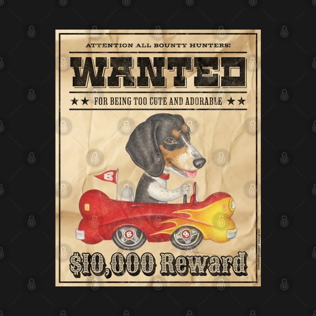 Funny Cute Beagle Dog Wanted Poster by Danny Gordon Art