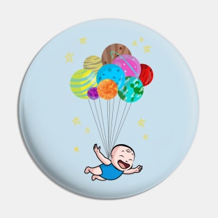 Cute Smiling Baby Boy Future Astronaut And Planets Pin