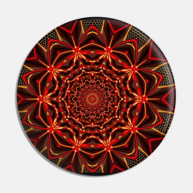 Red and gold mandala Pin by Edward L. Anderson 
