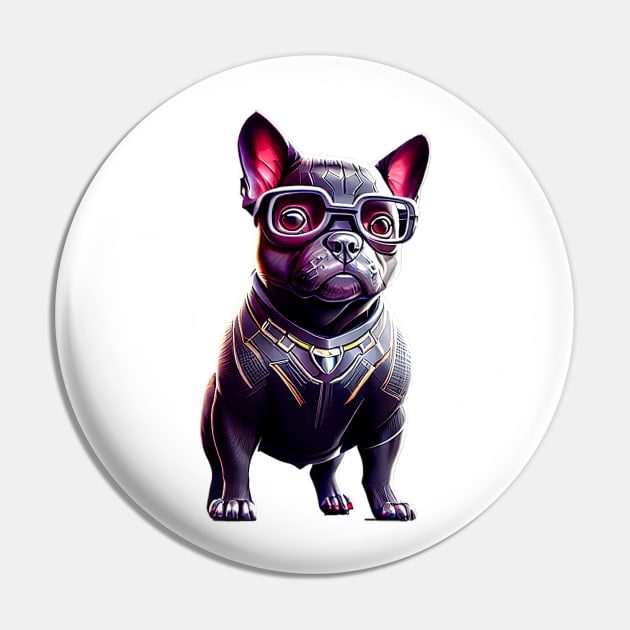 Frenchie in Sleek Feline Attire Pin by fur-niche