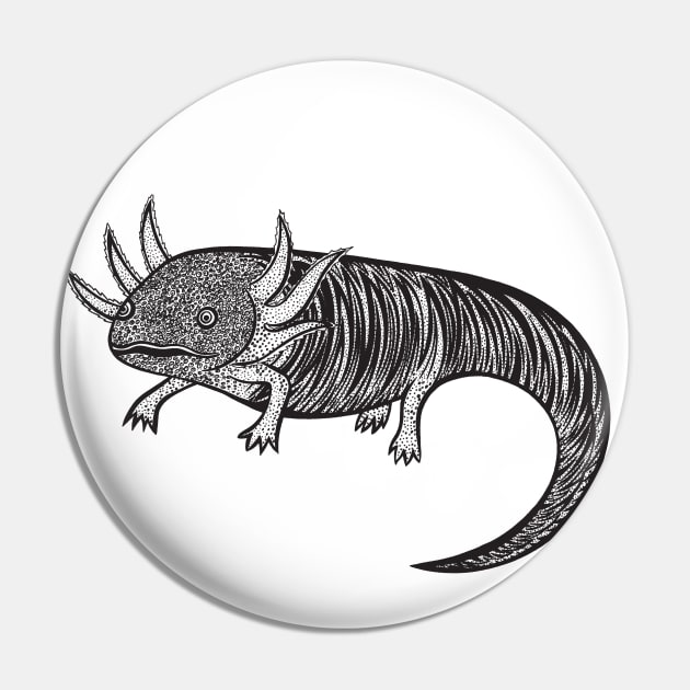 Axolotl Ink Art - light colors Pin by Green Paladin