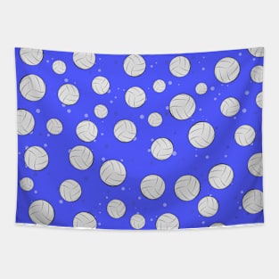 Volleyball Balls Seamless Pattern - Blue Background Tapestry