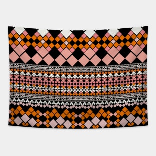 Geometric Bohemian Orange and Pink Tapestry