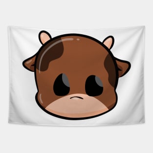 vector illustration of a brown cow's head(tee) Tapestry