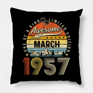 Awesome Since March 1957 Vintage 66th Birthday Pillow