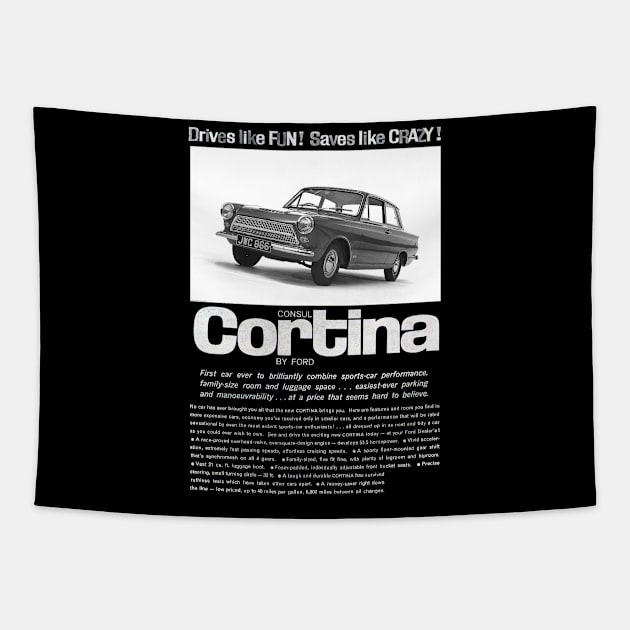 1962 FORD CONSUL CORTINA - advert Tapestry by Throwback Motors