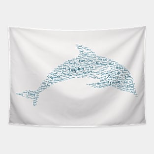 Dolphin Sea Ocean Wildlife Text Word Cloud Tapestry