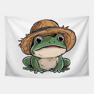 Cute Frog with Straw Hat Tapestry