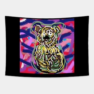 pixel art painting bear with lines Tapestry