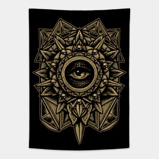 Sacred Geometry Seraphim Star Mandala Sepia Tapestry