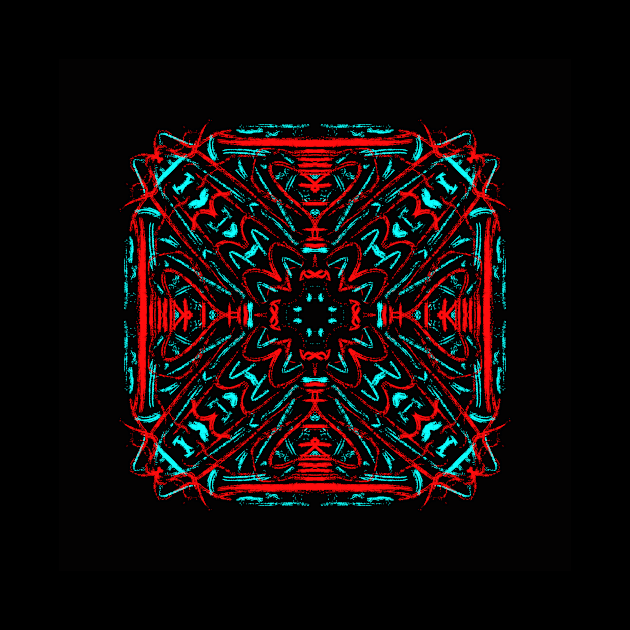 Red and blueish Mandala by JunkfoodDesign