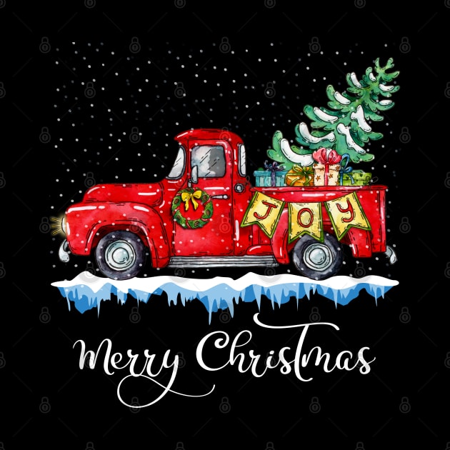 Vintage Merry Christmas Red Truck Old Fashioned Christmas by Dibble Dabble Designs