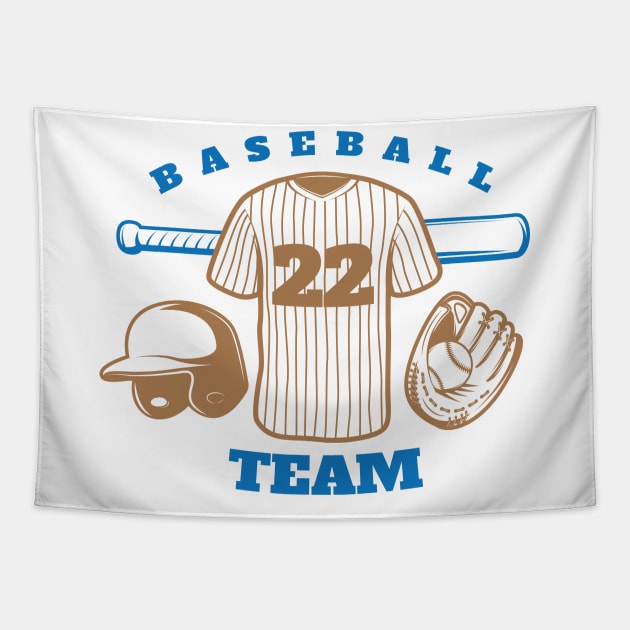 Baseball team Tapestry by gold package