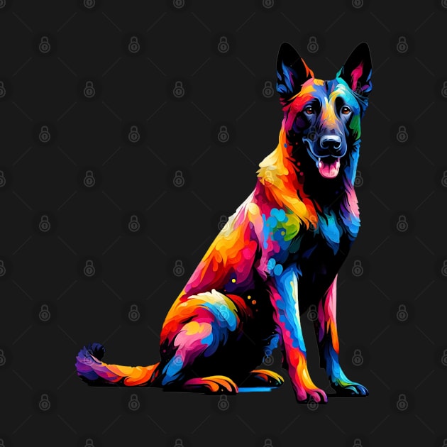 Expressive Dutch Shepherd in Vivid Splash Art by ArtRUs