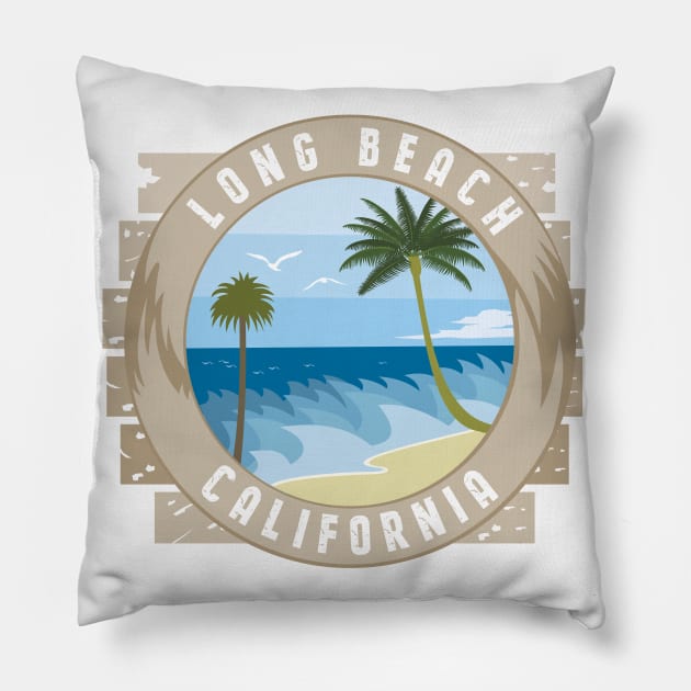 Long beach california Pillow by mypointink