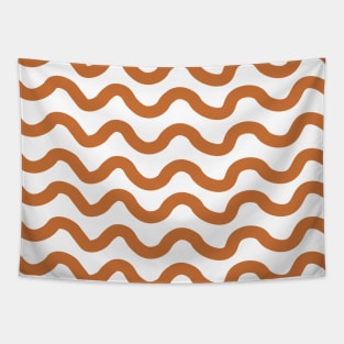 Brown horizontal wavy lines pattern Tapestry