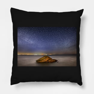 Mumbles Lighthouse at Night Pillow