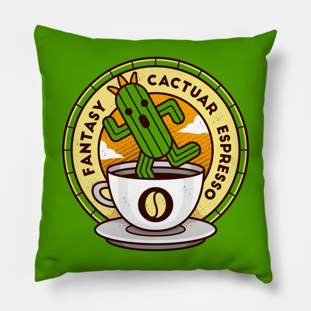 Cactuar Espresso Coffee Pillow by logozaste