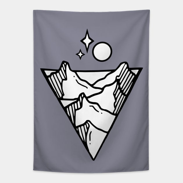 Hand Drawn Mountains & Stars Logo Tapestry by TaliDe