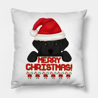 Merry Christmas Black Labrador Retriever Puppy! Especially for Lab owners! Pillow