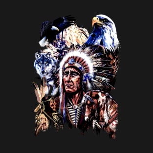 American Indigenous Art Native Indian Headdress T-Shirt