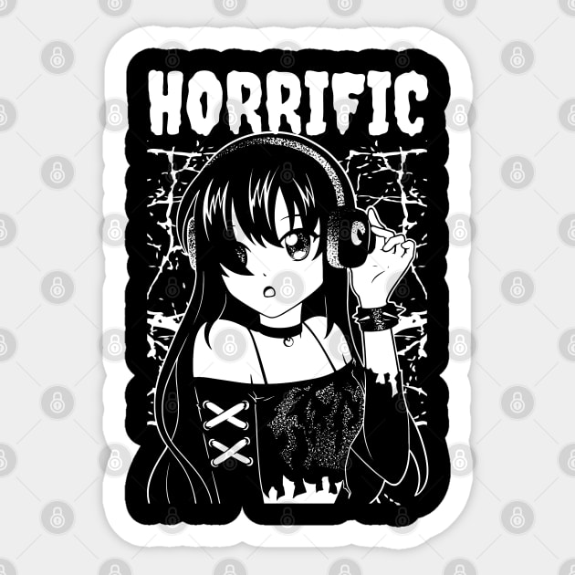 Raster dark anime girl sticker ilustração do Stock