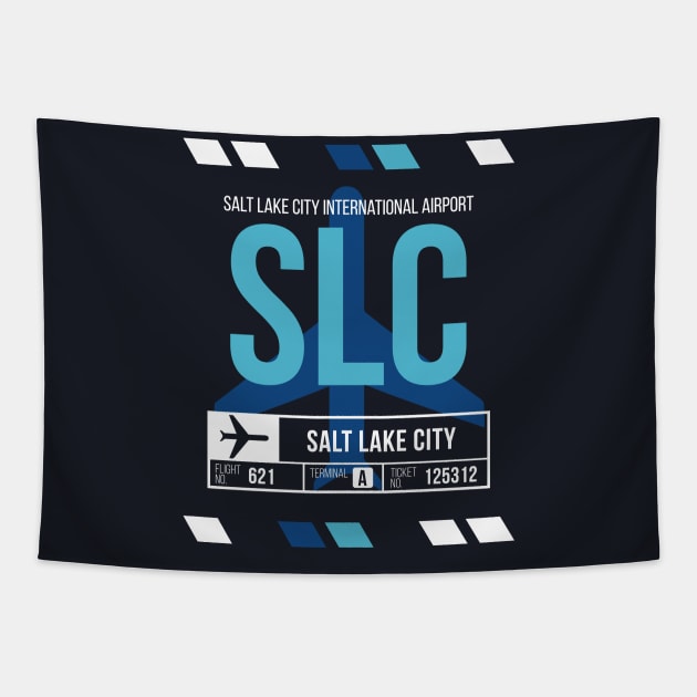 Salt Lake City (SLC) Airport Code Baggage Tag Tapestry by SLAG_Creative