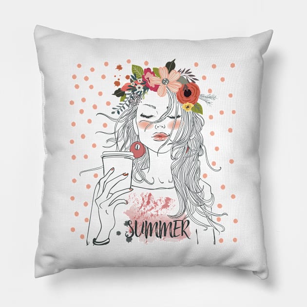 Floral Hair 5 Pillow by EveFarb
