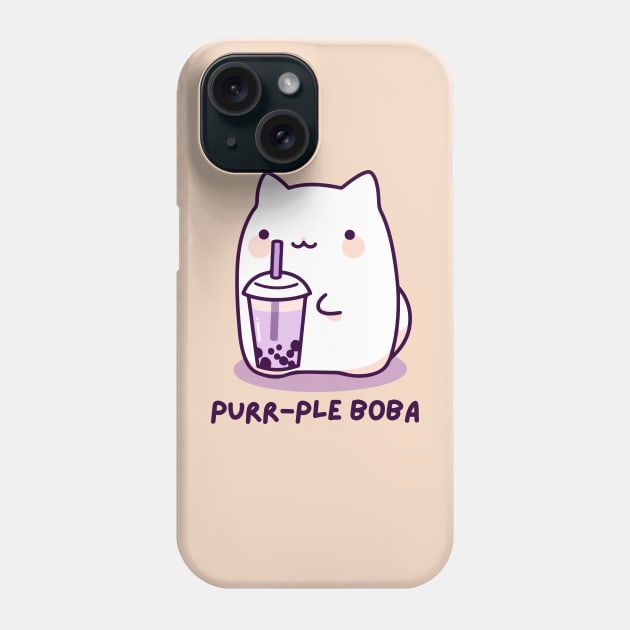 Purr-ple Boba - Funny Boba Cat Milk Tea - Purple - Taro Bubble Tea - Funny Boba Cat Milk Tea - Purple - Taro Bubble Tea Phone Case by TeeTopiaNovelty