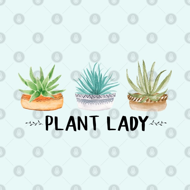 Plant Lady Watercolor Potted Plants by NatureGlow