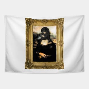 Funny Mona Lisa Mask T-Shirt Tapestry