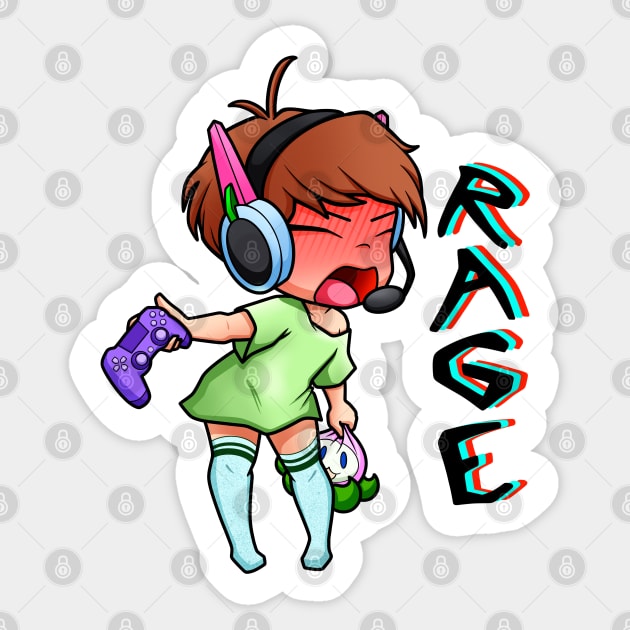 Gamer Rage Quit Dinosaur Sticker