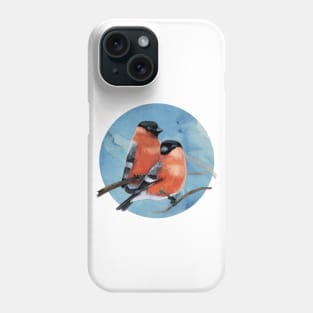 Bullfinches, watercolor Phone Case