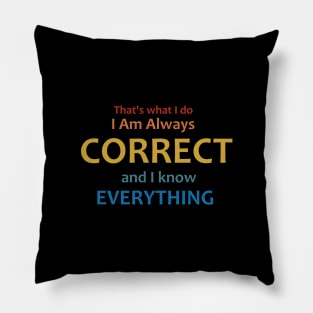 I am always correct, I know everything Pillow