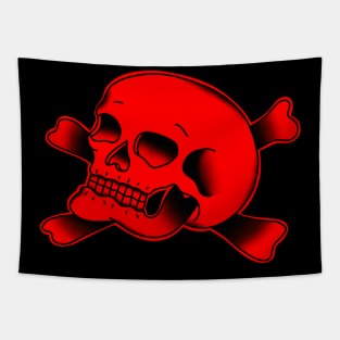 HomeSchoolTattoo Skull and Crossbones (Red) Tapestry