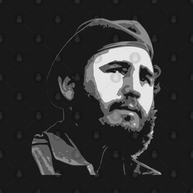 Fidel Castro Black and White by Nerd_art