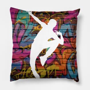 Break Dancer on Graffiti Background 11 Pillow