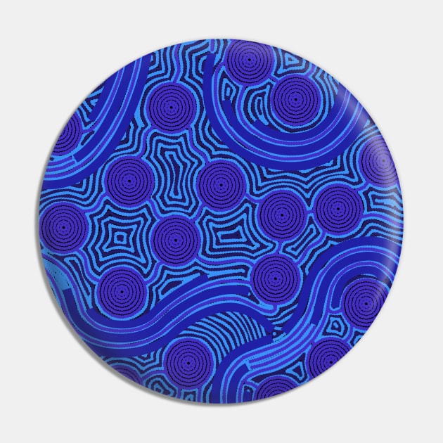 Aboriginal Art - The River Around Us Blue Pin by hogartharts