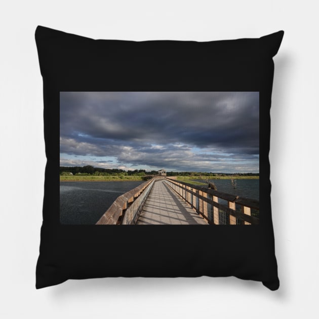 Boardwalk at Nisqually National Wildlife Refuge Pillow by SDym Photography