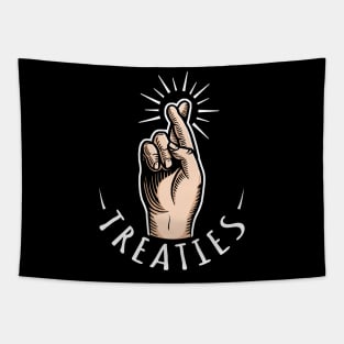 Crossed Fingers White Letter Tapestry