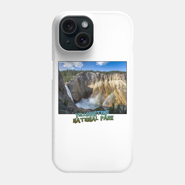 Wyoming State Outline (Lower Yellowstone Falls) Phone Case by gorff