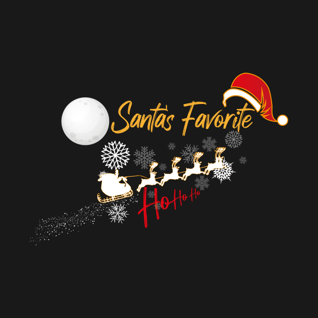 Santa's Favorite HoHoHo - Funny Christmas Saying with Snowflakes, Santa and Dears by MerchSpot