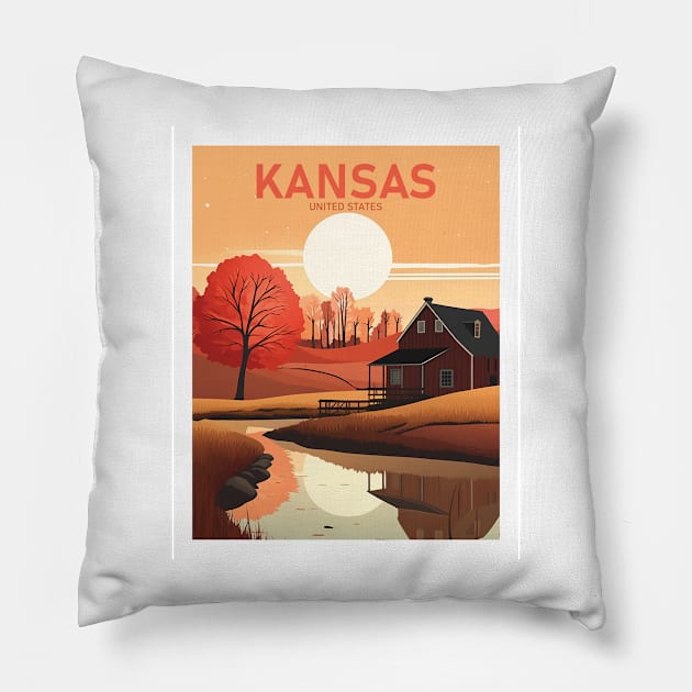 KANSAS Pillow by MarkedArtPrints